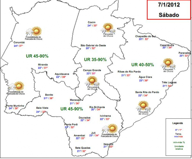 Altas temperaturas em Mato Grosso do Sul neste sábado Perfil News