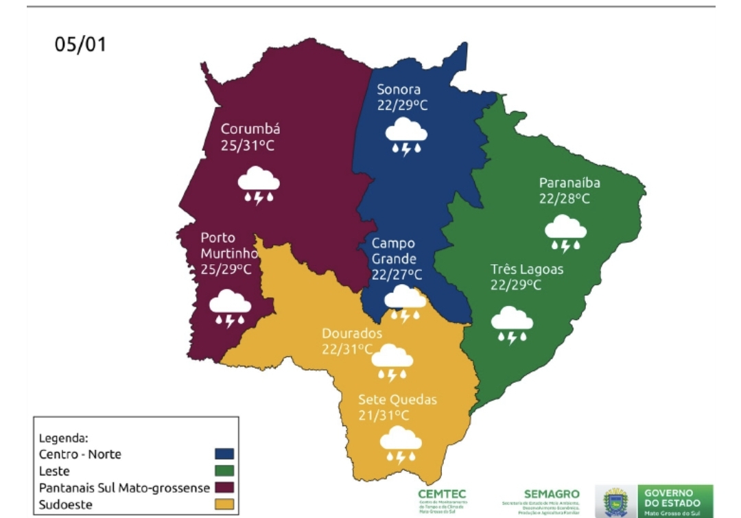 Instabilidades aumentam e em MS pode ter chuva a qualquer hora nesta quarta