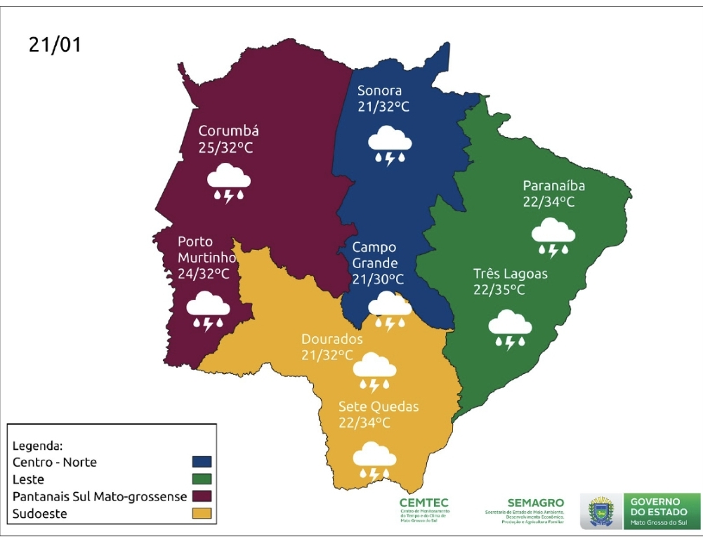 Calor intenso e risco de temporais isolados deve persistir no final de semana em MS