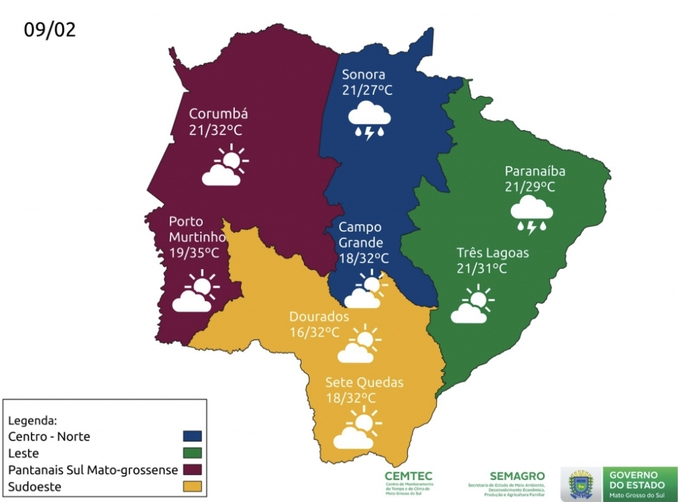 Massa de ar seco avança e promete quarta-feira ensolarada em Mato Grosso do Sul