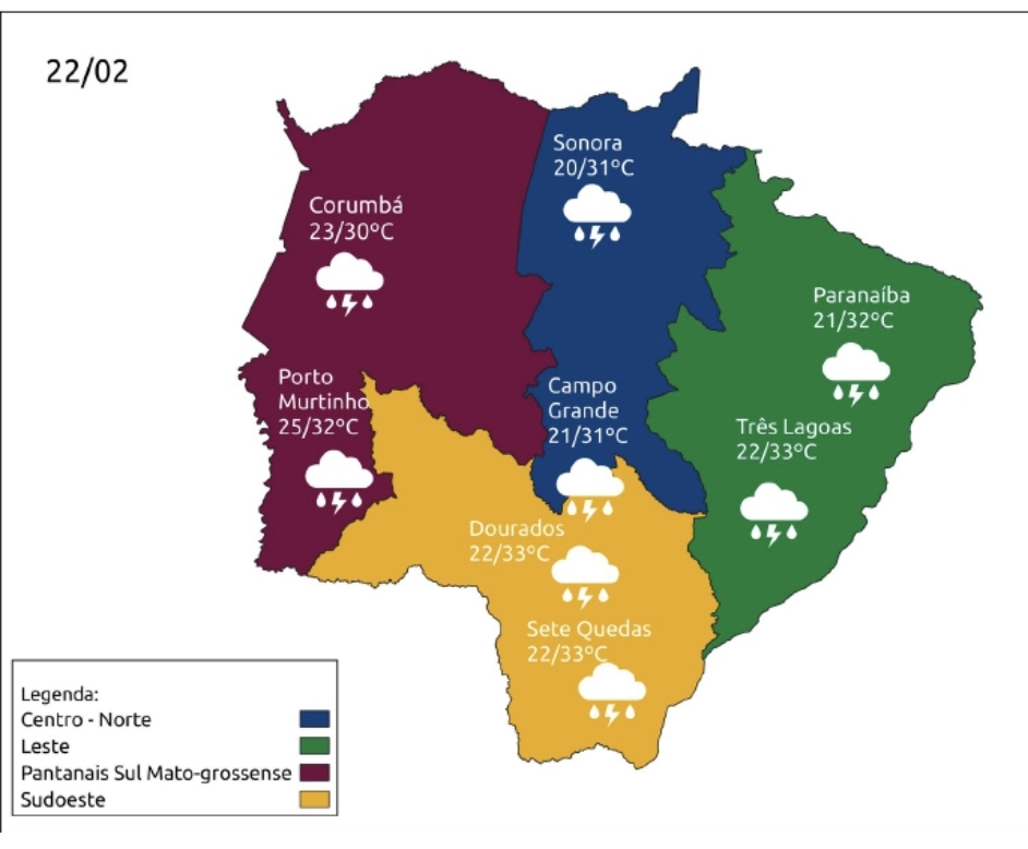 Terça-feira de sol, pancadas isoladas de chuva e máxima de 33°C