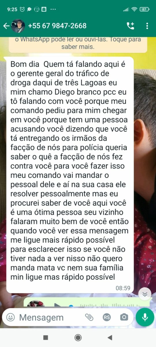 Comando do 2º BPM de Três Lagoas alerta à população para um novo golpe via WhatsApp