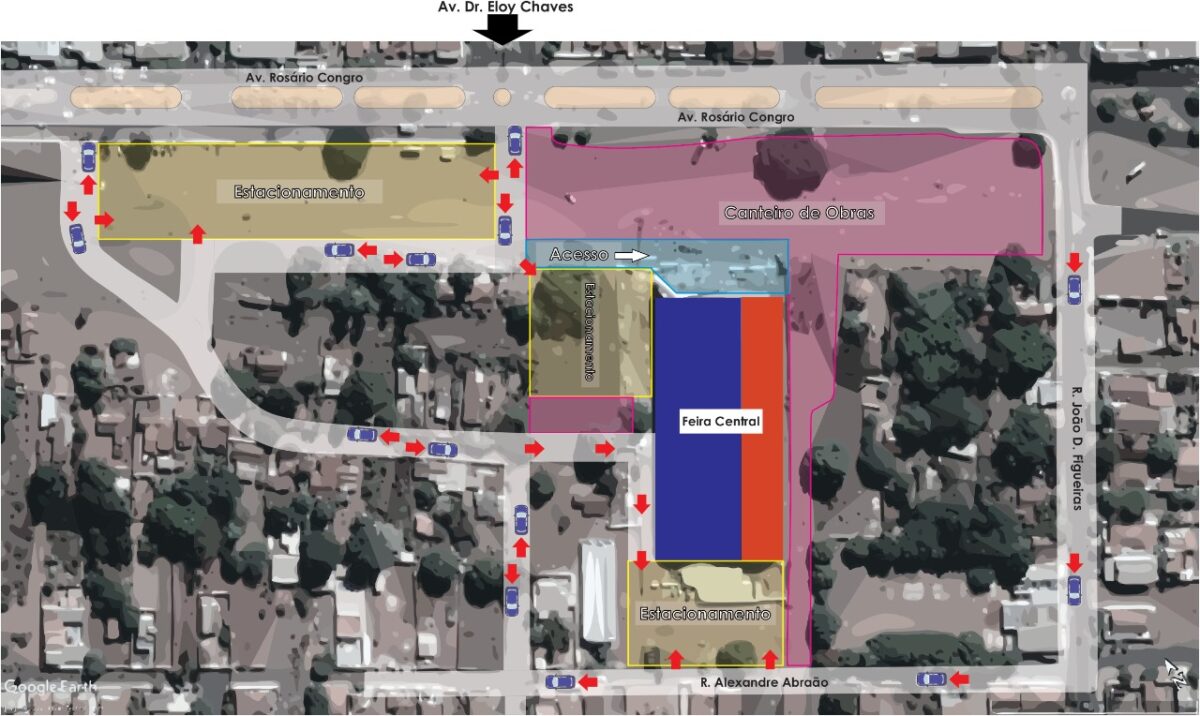 Devido as obras, estacionamento da Feira de Três Lagoas mudará de local