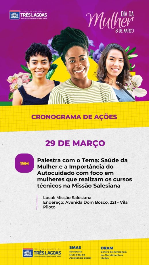 DIA INTERNACIONAL DA MULHER – CRAM prepara diversas ações para todo o mês de março em Três Lagoas