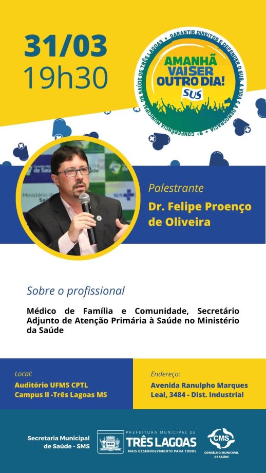 Conferência Municipal de Saúde acontece nesta sexta-feira e sábado (31 e 01), na UFMS Campus ll, participe