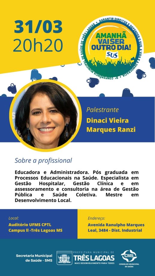 Conferência Municipal de Saúde acontece nesta sexta-feira e sábado (31 e 01), na UFMS Campus ll, participe