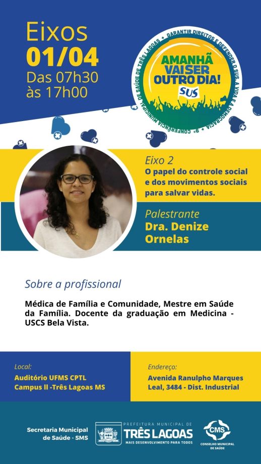 Conferência Municipal de Saúde acontece nesta sexta-feira e sábado (31 e 01), na UFMS Campus ll, participe