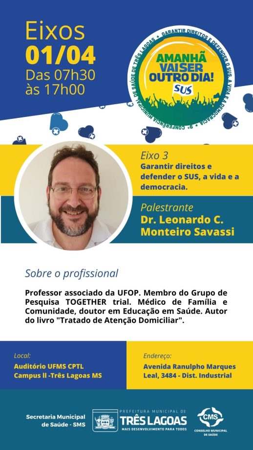 Conferência Municipal de Saúde acontece nesta sexta-feira e sábado (31 e 01), na UFMS Campus ll, participe