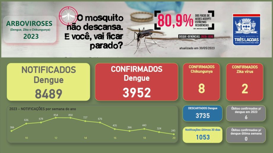 BOLETIM DENGUE – 30 de maio de 2023 em Três Lagoas