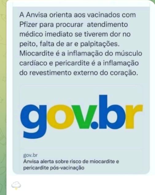 Anvisa mantém no ar em suas redes sociais o alerta sobre vacina da Pfizer que pode causar a miocardite e a pericardite; entenda o caso