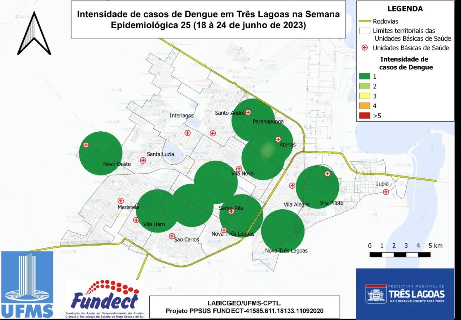 5ª Edição – Mapa de Incidência de Casos Suspeitos de Dengue de Três Lagoas