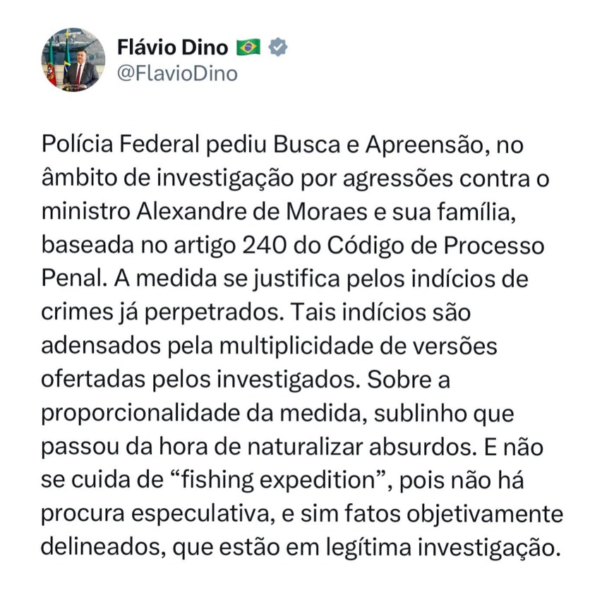 Ministro Dino defende operação da PF na casa dos Mantovani, mas imagens de segurança só chegam hoje no Brasil para comprovar os fatos