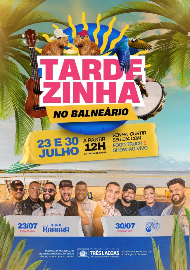 Nos dias 23 e 30 de julho Prefeitura promove o “Tardezinha no Balneário” com food truck e show ao vivo