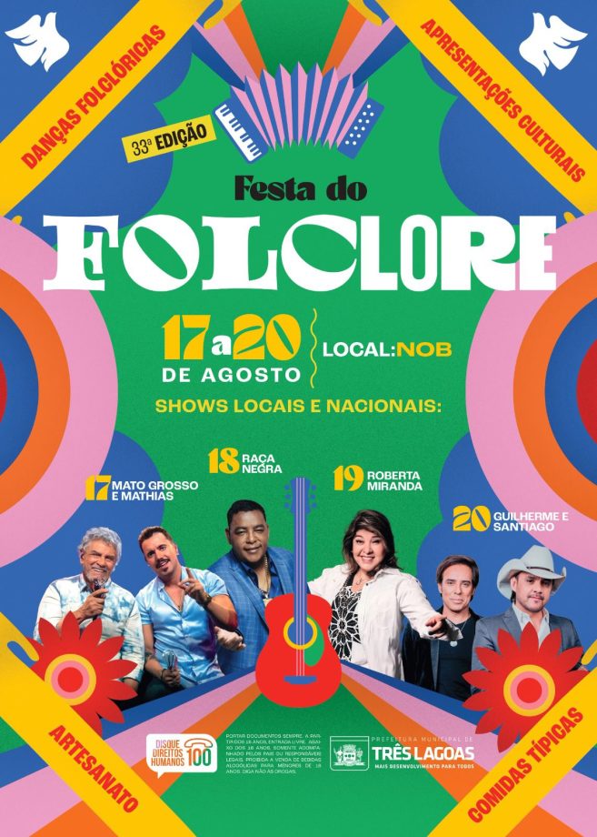 TERCEIRO DIA FESTA DO FOLCLORE – Sábado é dia de Roberta Miranda, shows locais de rock, mpb e sertanejo e danças folclóricas