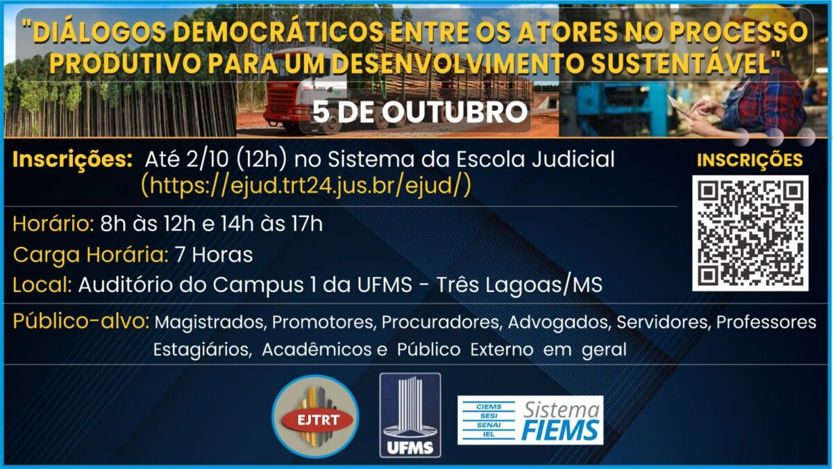 Escola Judicial do TRT/MS realizará evento em Três Lagoas em Outubro