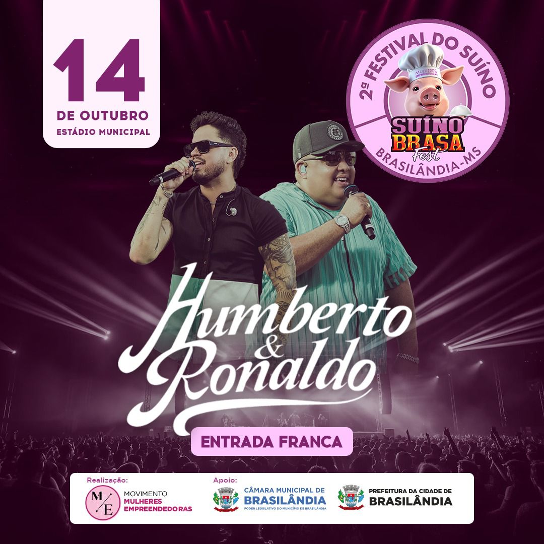 Rio Negro e Solimões e Humberto e Ronaldo estarão no 2º Suíno Brasa Fest em Brasilândia