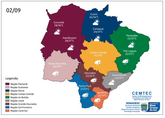 Fim de semana tem possibilidade de chuvas e queda de granizo em MS