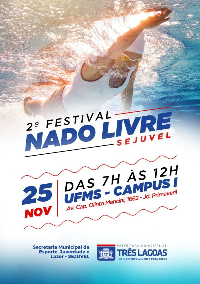 SEJUVEL abre inscrições para o 2ª Edição do Festival de Nado Livre que será no dia 25