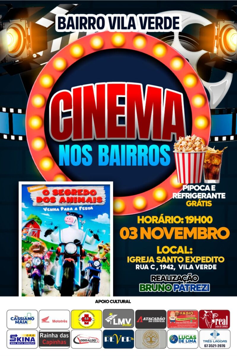 Moradores do Bairro Santo André, em Três Lagoas, curtem uma noite especial com o projeto ‘Cinema nos Bairros’