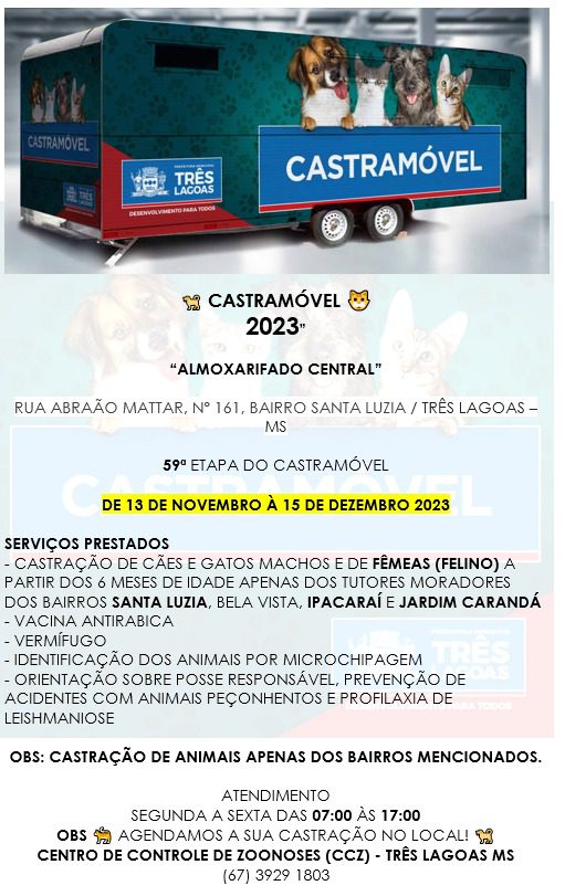 CASTRÁMOVEL – Trailer da Prefeitura volta atender nesta segunda-feira (13) no bairro Santa Luzia