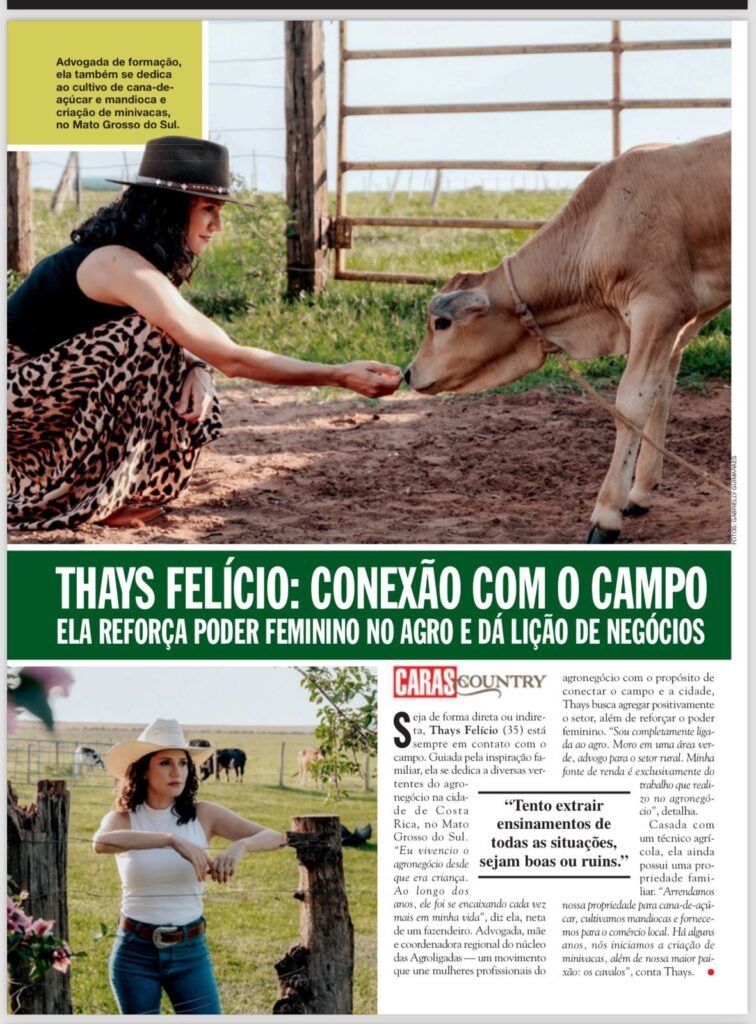 A roça venceu! Produtora rural, advogada e pecuarista de Costa Rica, Thays Felício ganha as páginas da Revista Caras