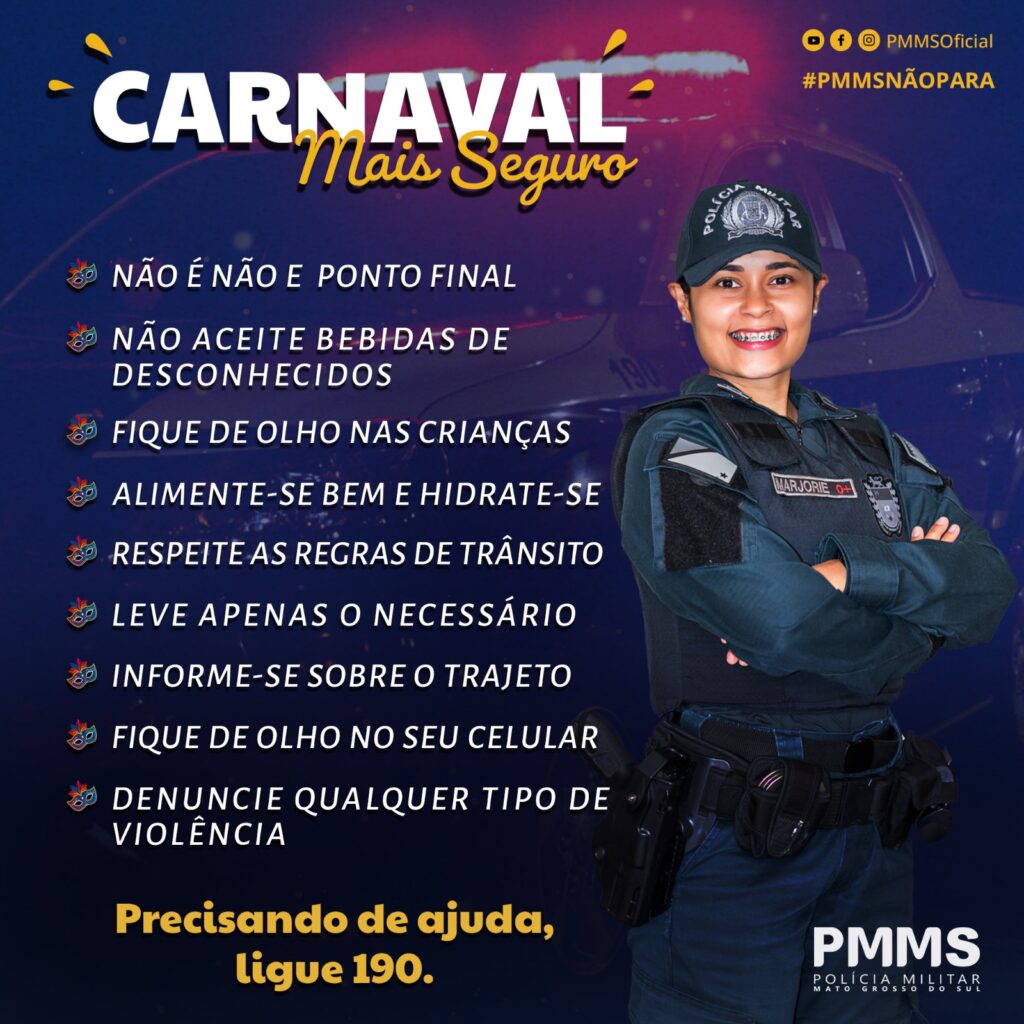 Governo de MS reforça policiamento durante o Carnaval em Campo Grande e no interior