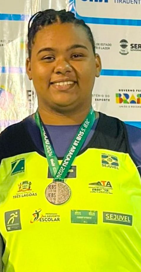 Vitória Barreto é vice-campeã brasileira no arremesso de peso nos Jogos Escolares Brasileiros Sub-18