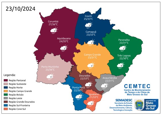 Semana terá temperaturas altas, com possibilidade de chuva em diferentes cidades