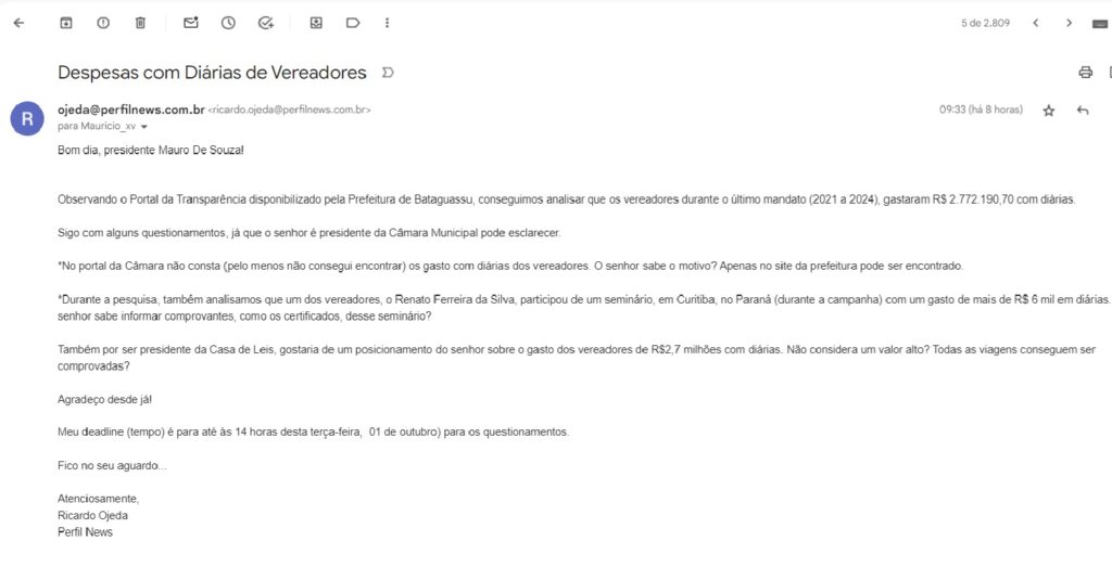 Durante mandato, vereadores de Bataguassu gastam mais de R$ 2 milhões com diárias 