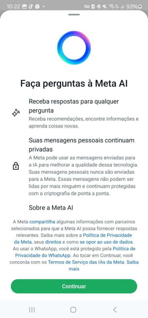 Apareceu um círculo azul no seu WhatsApp? Entenda a nova ferramenta