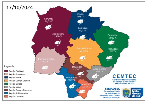 Semana tem previsão de tempo estável e temperaturas altas em Mato Grosso do Sul