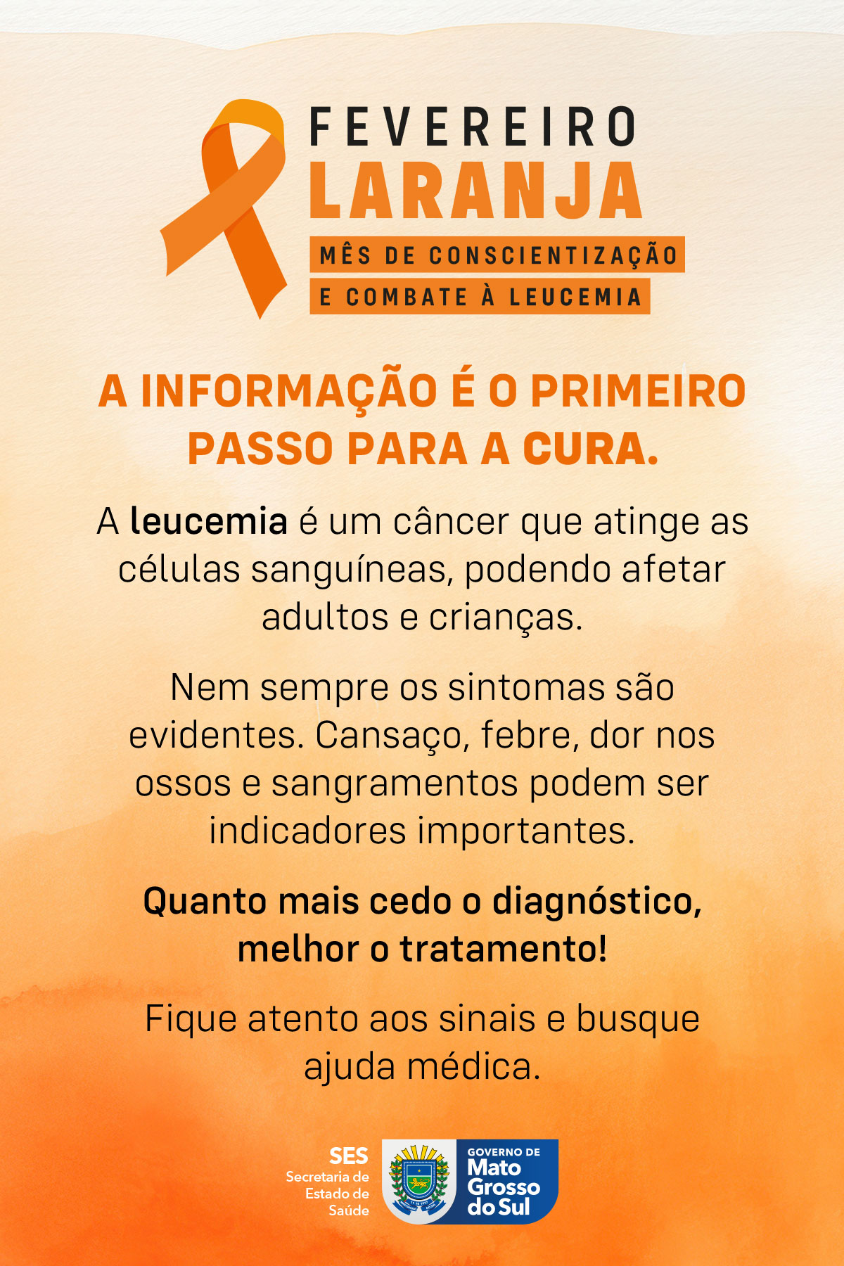 Fevereiro Laranja: SES alerta para importância da prevenção e diagnóstico precoce da leucemia