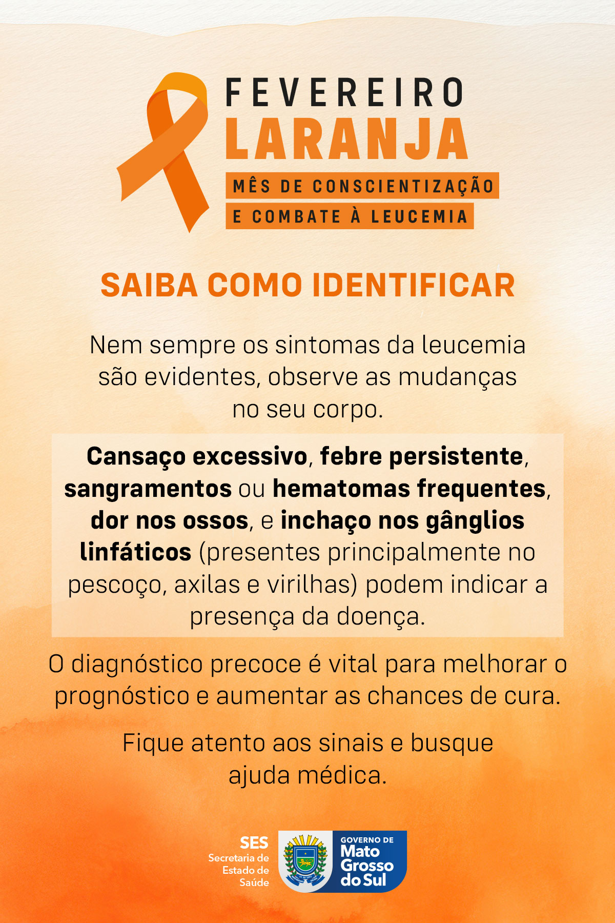 Fevereiro Laranja: SES alerta para importância da prevenção e diagnóstico precoce da leucemia